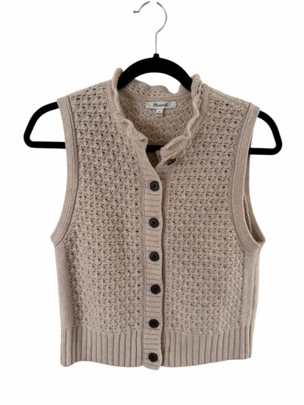 Madewell Ruffled Sleeveless Cardigan Top, NWT Size Small - Picture 6 of 12